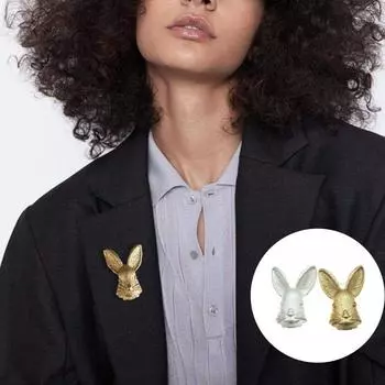 1 шт., значки на лацкан, брошь в виде кролика, серебряная пуговица, значок, аксессуары для одежды, брошь из сплава, аксессуары для пальто, 2 цвета золотой