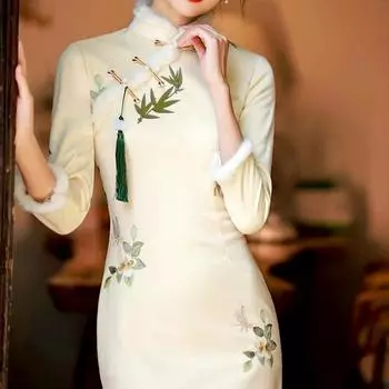 1 шт. Значки новые в китайском стиле баннер нашивка наклейка Hanfu Cheongsam Lotus вышитая нашивка
