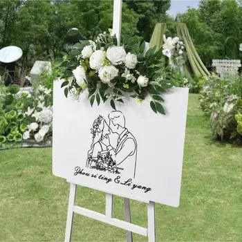 1 шт. Знак Цветок Белая Ткань Реквизит для фотосъемки Искусственные цветы Свадебная вечеринка Украшение Цветочная гирлянда белый