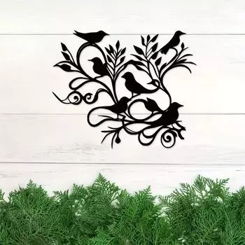 1 шт. Знак «Птицы на ветке в арабеске», металлическое настенное искусство, металлическое настенное украшение, уникальный дом, домашний декор, подходит для украшения дома чёрный