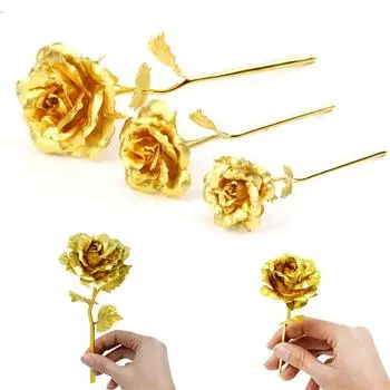 1 шт. Золотая роза, подарок, пластиковая роза, навсегда, любовь, искусственный цветок на День святого Валентина, золотая фольга, роза для девушки 13.5CM