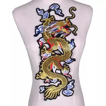 1 шт., золотая вышивка, нашивка дракона, костюм, железо на одежде, украшение, аппликация