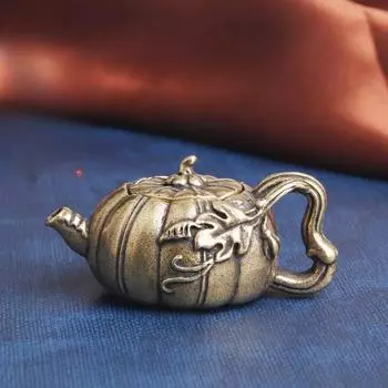 1 шт., золотистые медные тыквенные чайные украшения для домашних животных, мини-чайники, литые латунные горшки, маленькие чайные горшки для кунг-фу, украшения для дома