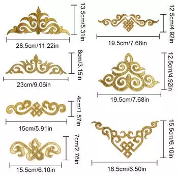 1 шт. Золотое свадебное платье Декор DIY Ремесла Вышивка Аппликация Кружевная ткань Утюг на заплатке Ткань Наклейка