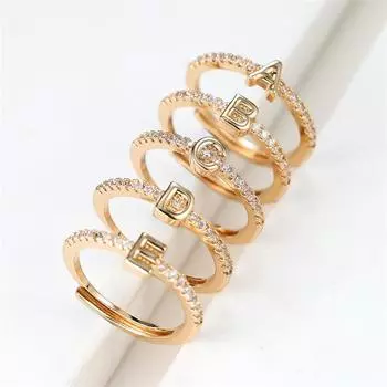 1 шт. золотого цвета 26 английских букв CZ циркон открывающиеся кольца регулируемые кольца ювелирные изделия A