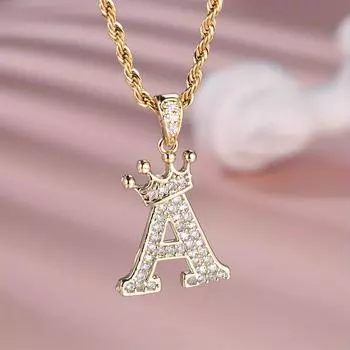 1 шт. золотого цвета 26 английских букв принцесса Корона ожерелье кулон обручальное кольцо ювелирные изделия подарок на день Святого Валентина A