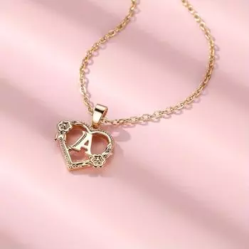 1 шт. золотого цвета 26 английских букв сердце ожерелье цветок кулон обручальное кольцо ювелирные изделия подарок на день Святого Валентина A