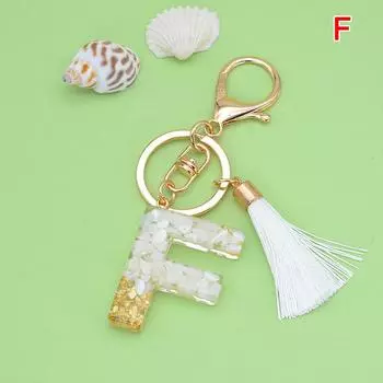 1 шт. золотой брелок с кисточкой и алфавитом, брелок с английскими буквами, блестящий градиент, смола