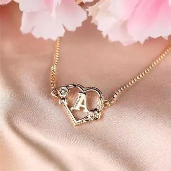 1 шт., золотой цвет, 26 английских букв, браслет в форме сердца, роза, сердце любви, регулируемый браслет, браслет на день Святого Валентина, ювелирные изделия, подарки A