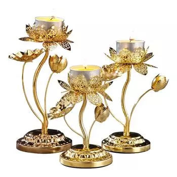 1 шт. Золотой лотос подсвечник для свечей чайный стол центральные украшения в форме цветка 10.5cm
