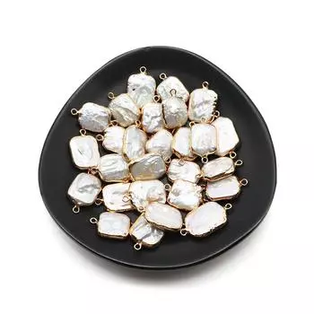 1 шт., золотой обернутый край, искусственный жемчуг в стиле барокко, соединитель для женщин, ожерелья, браслета, браслета, аксессуары для DIY - изготовление пасхальных ювелирных подарков, 24 19 мм 1Pc/2419mm белый