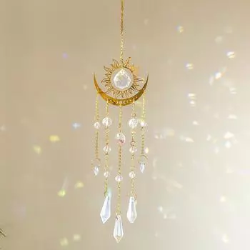 1 шт. Золотой пламенный лунный кристалл подвеска ловец солнечных лучей открытый сад ab красочные подвесные украшения подвесные украшения