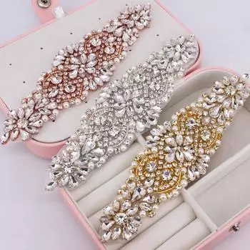 1 шт. золотые аппликации со стразами для свадебного ремня, туфли, куртка, ювелирные изделия, пришитые своими руками аппликации со стразами, свадебные аксессуары 1PCS