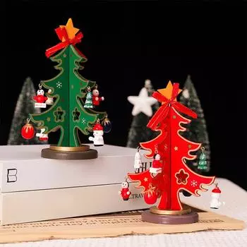 1 штДетский, ручной работы, своими руками, новогодний декор, рождественская елка, стерео деревянная рождественская елка красный