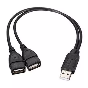 1 штекер на 2 гнезда USB 2.0 удлинитель 2.0 кабель адаптер конвертер USB 30 см данные V5C0 black-null