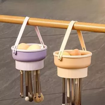 1 силиконовая миска для сушки и сушилка для легкой очистки и сушки кистей и спонжей для макияжа бежевый