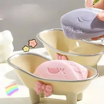 1 симпатичная мыльница в форме ванны, пластиковая подставка для мыла, милая креативная мыльница, семейное мыло для ванной, украшение для ванной комнаты