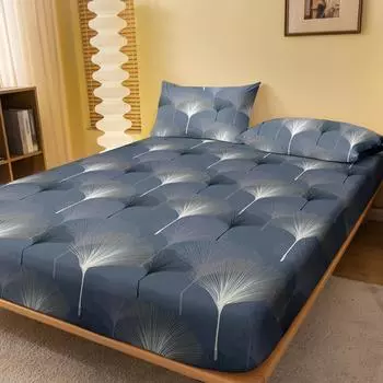 1 Simple Modern Fan Shaped Geometry Printed Matte Fitted Sheet, Bedroom Printed Bed Cover, Bedding (Excluding Pillowcases) 71x132cm