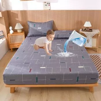 1 Simple Modern Geometry Printed Matte Fitted Sheet, Bedroom Printed Bed Cover, Bedding (Excluding Pillowcases) Twin