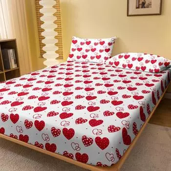 1 Simple Modern Heart-Shaped Pattern Frosted Bedsheet, Bedroom Printed Bedspread, Bedding (Excluding Pillowcases) 71x132cm