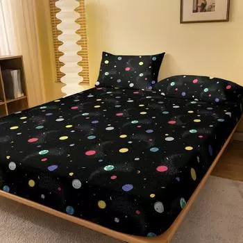 1 Simple Modern Interstellar Travel Printed Matte Fitted Sheet, Bedroom Printed Bed Cover, Bedding (Excluding Pillowcases) 71x132cm