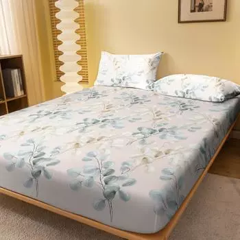 1 Simple Modern Peach Shaped Geometry Printed Matte Fitted Sheet, Bedroom Printed Bed Cover, Bedding (Excluding Pillowcases) 71x132cm