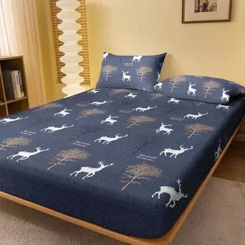1 Simple Modern Plant Animal Printed Matte Fitted Sheet, Bedroom Printed Bed Cover, Bedding (Excluding Pillowcases) 71x132cm