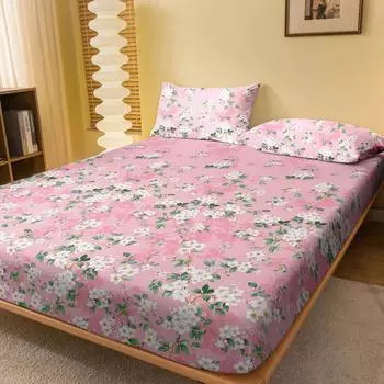 1 Simple Modern Plant Flower Butterfly Printed Matte Bed Sheet, Bedroom Printed Bed Cover, Bedding (Excluding Pillowcases) 71x132cm