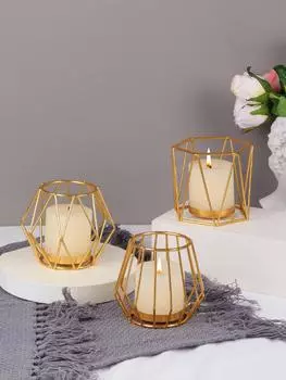 1 скандинавский золотой железный подсвечник креативная модель дома комната выдолбленная линия дома романтическая атмосфера подсвечник украшение 017&1pc