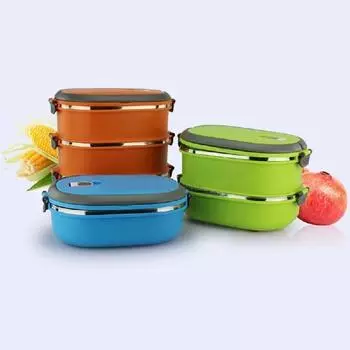 1 слой нержавеющей стали термоизолированный пищевой контейнер сумка для ланч-бокса оранжевый