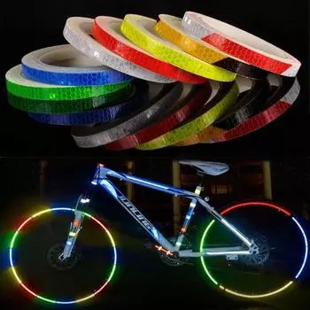 1 см*8 м наклейки для велосипеда светоотражающая лента 8 цветов MTB велосипедные светоотражающие полосы предупреждающая наклейка безопасности для автомобиля велосипедный шлем мотоцикл