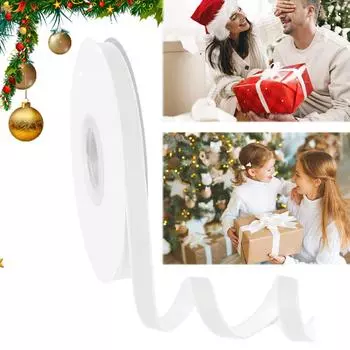 1 см Рождественская бархатная лента Белая бархатная лента для упаковки подарков и изготовления бантов A