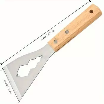 1 Stainless Steel Putty Knife with Wooden Handle Thick Scraping Tool for Cleaning, Oil Removal For Room, and Basement Maintenance, Cleaning Tool