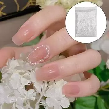 1 сумка Глянец Ногти Искусственный жемчуг Украшения Блестящий визуальный эффект Изысканные полукруглые художественные украшения A белый