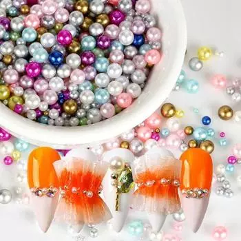 1 сумка, нежные блестящие украшения для ногтей разных размеров, имитация жемчуга, маникюрные инструменты для салона