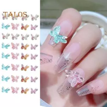 1 сумка с подвесками для ногтей, потрясающий визуальный эффект, декоративные, широко используемые, привлекательные 3D подвески для ногтей с бабочками, чехол для телефона, поделки, принадлежности для ногтей разноцветный