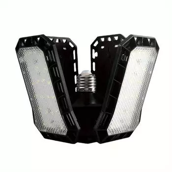 1 сверхяркий светодиодный светильник для гаражного освещения с регулируемой панелью и деформируемой потолочной лампой, подходит для складов и т. д. 60W чёрный