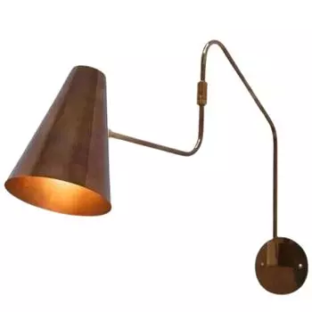 1 светлый абажур изогнутый кронштейн ручной работы винтажная настенная середина века античная латунь спутник