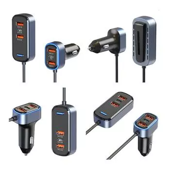 1-6 USB-адаптер для автомобильного прикуривателя PD3.0 TypeC Expansion QC3.0 Автомобильное зарядное устройство для телефона HUB Быстрая зарядка 65 Вт с несколькими портами