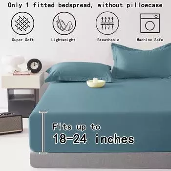 1 Ultra Deep Pocket Bed Sheet, Bedroom Denim Blue Matte Bed Sheet, Soft And Breathable Bedding (Suitable For 45-60Cm Mattresses) 90x200cm джинсовый синий