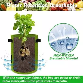 1 шт. улучшенный боковой мешок для посадки арахиса/томатов/картофеля M30D*35H) 26L/7gallon зелёный