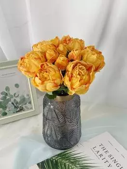 1 упаковка 10 головок сушеных пионов шелковые пионы цветы искусственный букет пионов для свадьбы домашний офис отель украшение стола цветочные композиции своими руками розовый