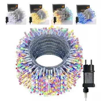 1 упаковка 10 метров 100 светодиодных гирлянд с 8 режимами, встроенным таймером и функцией памяти, прозрачным шнуром, рождественские гирлянды 32Ft/100LED/8Mode белый