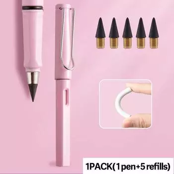 1 упаковка(1 ручка+5 стержней) Карандаш, новая технология, неограниченное количество карандашей для письма, ручка без чернил, инструменты для рисования эскизов, подарки для взрослых и детей, школьные принадлежности, станция белый