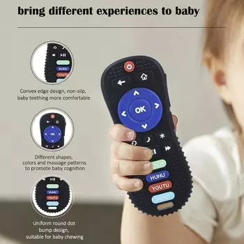 1 упаковка детская силиконовая игрушка-жвачка для телевизора с дистанционным управлением, детская игрушка-жвачка для прорезывания зубов с мультяшным рисунком белый