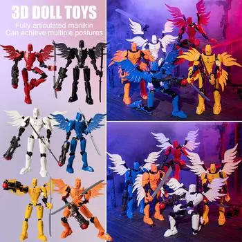 1 упаковка фигурок, 3D-печатная модель человеческого тела, фигурка, многосуставной подвижный робот, модель из ПВХ, украшение рабочего стола подвижного робота всего тела One Size чёрный