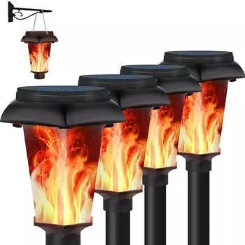1 упаковка фонариков на солнечных батареях с мерцающим пламенем, солнечные фонари с пламенем, уличные солнечные фонари с водонепроницаемым пламенем IP65, солнечные фонари для улицы 1 Pack