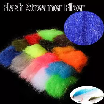 1 упаковка гофрированного волокна Slinky Fiber Flash Streamer Fiber для мушек Minnow Streamer Flies Saltwater Trout Bass Pike Lure Материал для вязания мушек