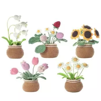 1 упаковка, инструкция на английском языке, цветок, большой орнамент в горшке, сделай сам, шерстяная нить, набор материалов для вязания крючком