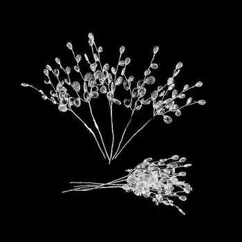 1 упаковка из 50 свадебных акриловых плоских шпажек в форме капель воды, трезубец, алюминиевая проволока, бисер, цветы, аксессуары для самостоятельного изготовления, аксессуары для волос, материалы для венков розовый